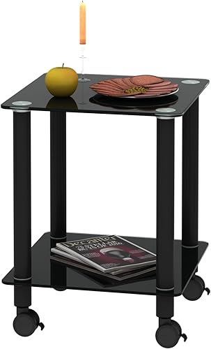 Miniatura 4 de MENGk1-Piece Black Side Table 2-Tier Space End TableModern Night Stand Sofa Table Side Table with Storage Shelve