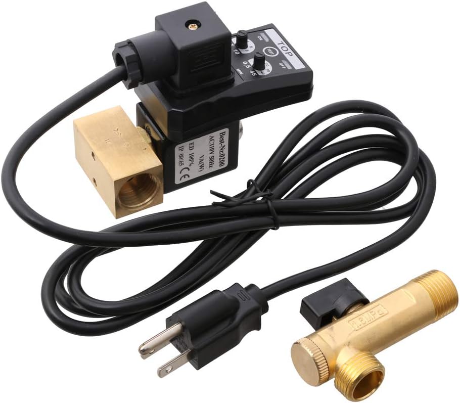 Ac110V 1/2" Separated Automatic Electronic Timed Air Tank Water Moisture Drain Valve For Compressor with 3-pin US Power Cable