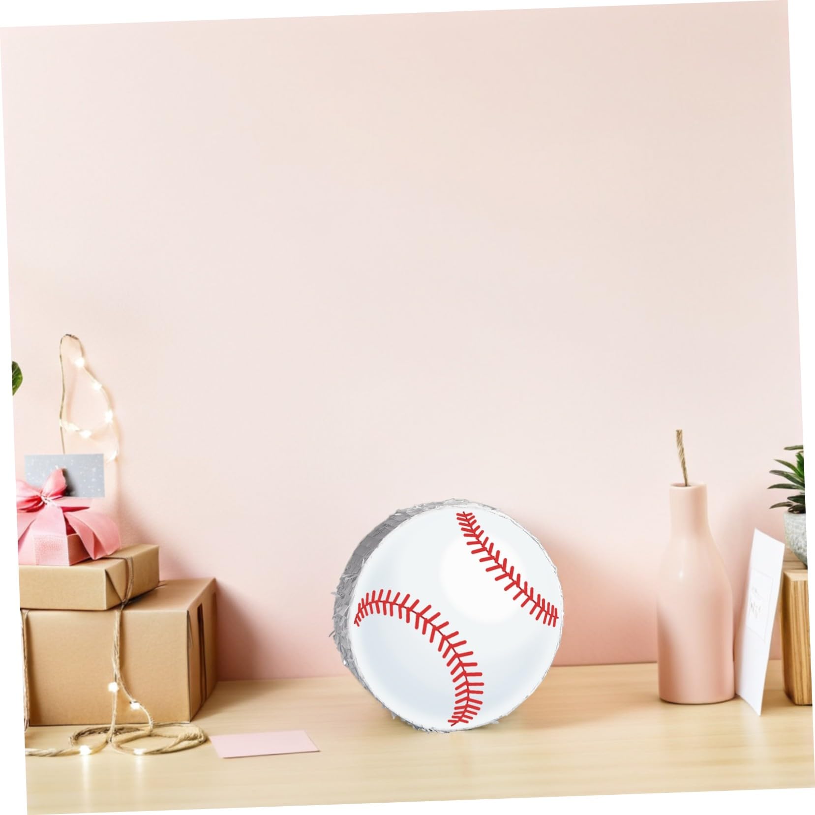 HEMOTON Piñata de Béisbol Colgante con Bate y Confeti Decoración Deportiva para Fiesta Infantil de Cumpleaños Temática de Béisbol
