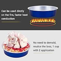 Vista 3 de Beasea - Juego de 50 moldes pequeños para tartas, con tapas, de 10 cm, 227 g, de aluminio desechable, azul joyería, moldes pequeños redondos