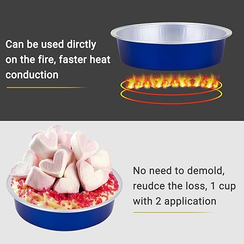 Vista 37 de Beasea Latas desechables para tartas de 4 pulgadas, paquete de 50 mini sartenes con tapas, molde de aluminio dorado de 8 onzas, moldes para tartas