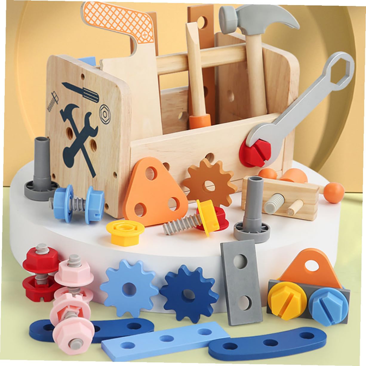 Herramientas de Madera para Set Educativo y Didáctico con Caja Portátil Juguetes de Bricolaje Seguros y Duraderos para Desarrollar Habilidades Manuales y Cognitivas y Niñas