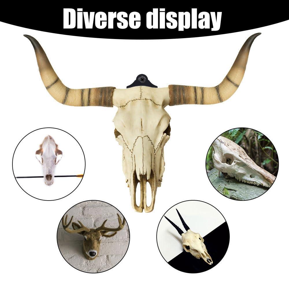 VMSIXVM Supporto Da Parete Invisibile Per Teschi Di Animali - Gancio A Forma Di Teschio In Acciaio Inox, Portata 18 Kg - Per Cervo, Bufalo, Orso - Kit Da 2 Pezzi - 2