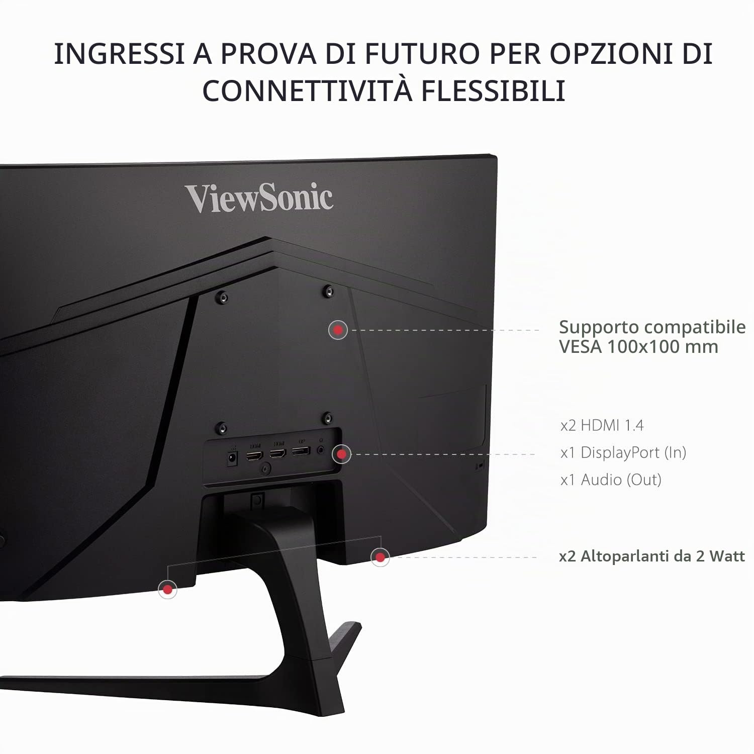 ViewSonic Omni VX2418-C 24-inch 1080p 165Hz Curved Gaming Monitor, with 1ms Response Time, AMD FreeSync Premium, 1500R Curve, Integrated Speakers.