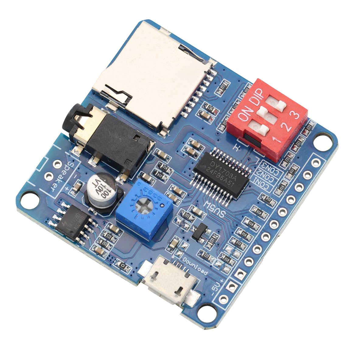 DY-SV5W Module de lecture vocale lecteur MP3 Amplificateur de déclenchement E/S UART Lecture contrôlée par port série intégré de classe D 5W Alimente un haut-parleur de 4 Ω et de 3 à 5 W