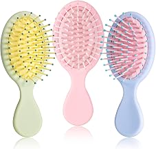 3 Pieces Mini Soft Hair Brush Detangling Brush No Pull Hair Mini Travel Detangler Brush for Easy Glide Hair (Bright Colors Set)