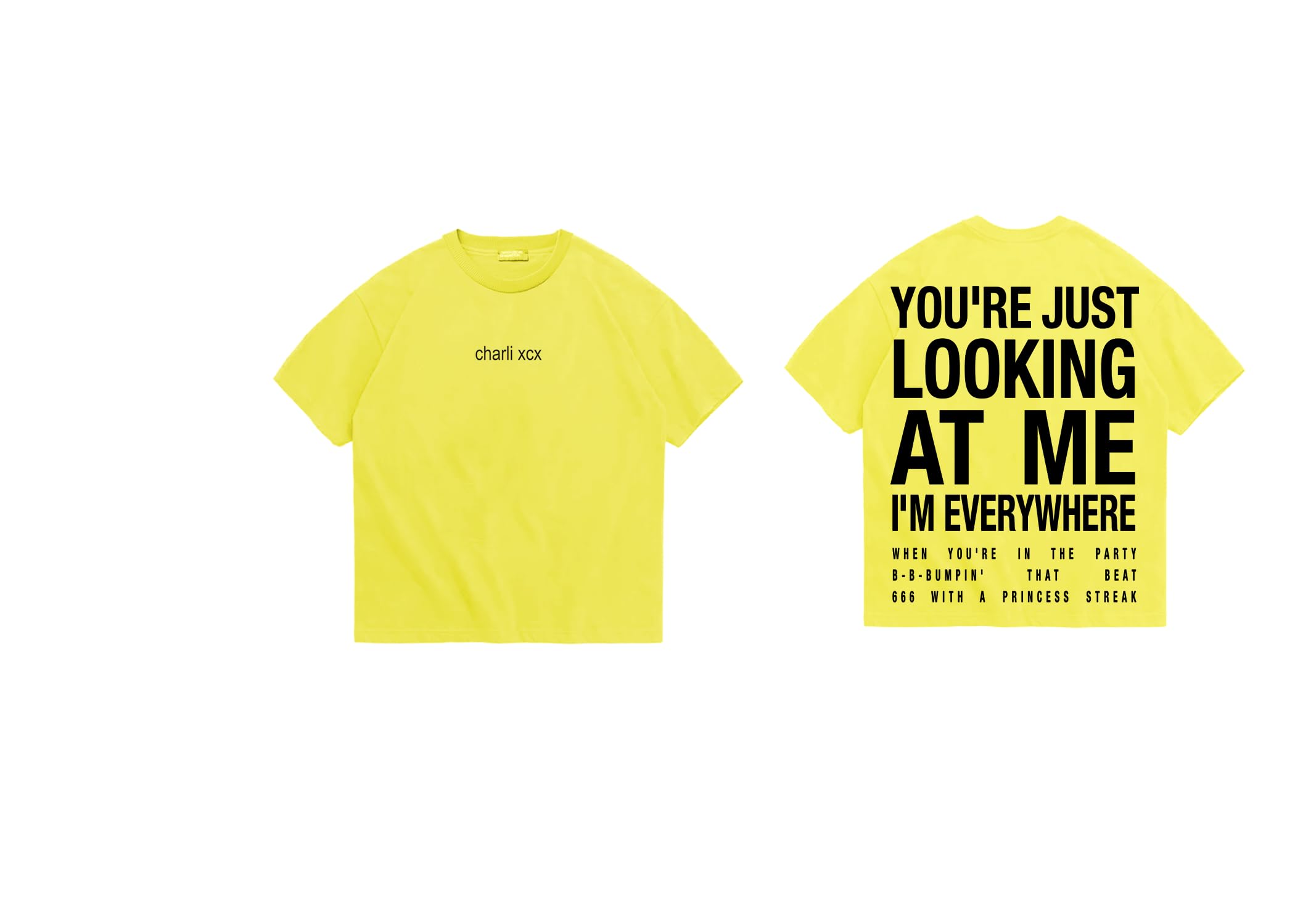 Charli XCX Offical Merch You're Just Looking at Me T-Shirt, Yellow, XL