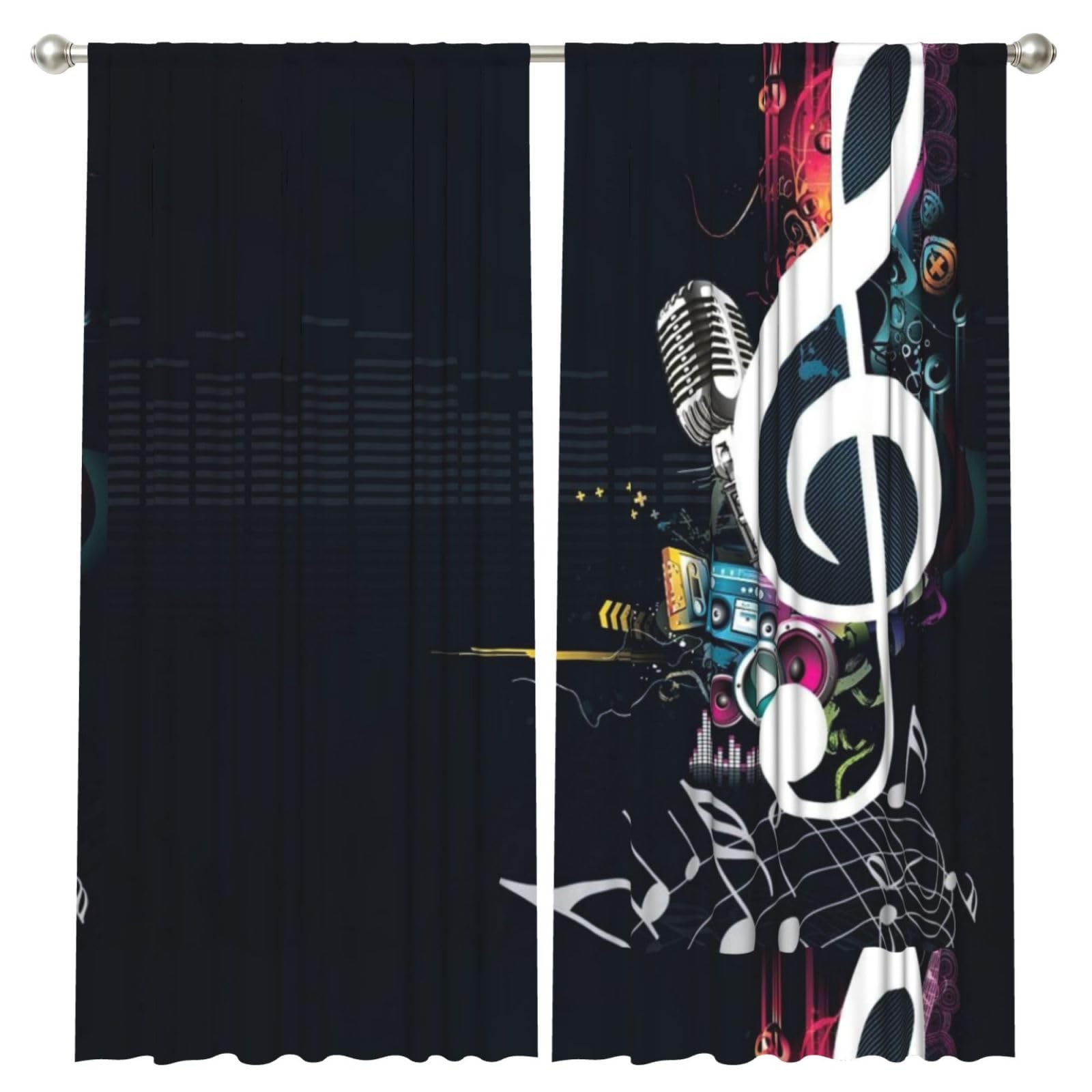 InOmak Abstract Music, 2 Panels Window Curtains 52 x 84 Inch Blackout Curtains for Living Room Bedroom