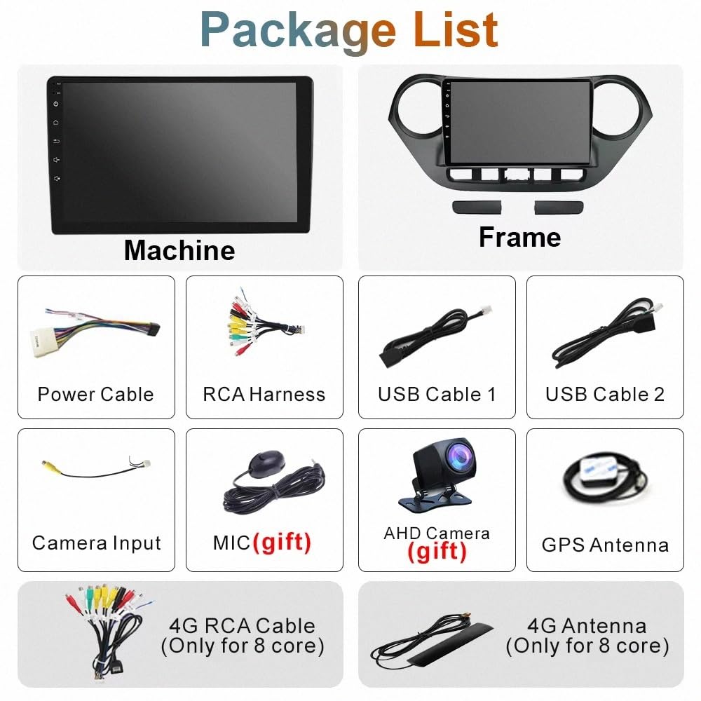 Bezprzewodowy Ekran Apple Carplay Android Auto dla Hyundai I10 2013-2018 Przenośny Ekran Dotykowy Apple Carplay, Nawigacja Gps/Sterowanie, 4 Rdzeń 2G+32G