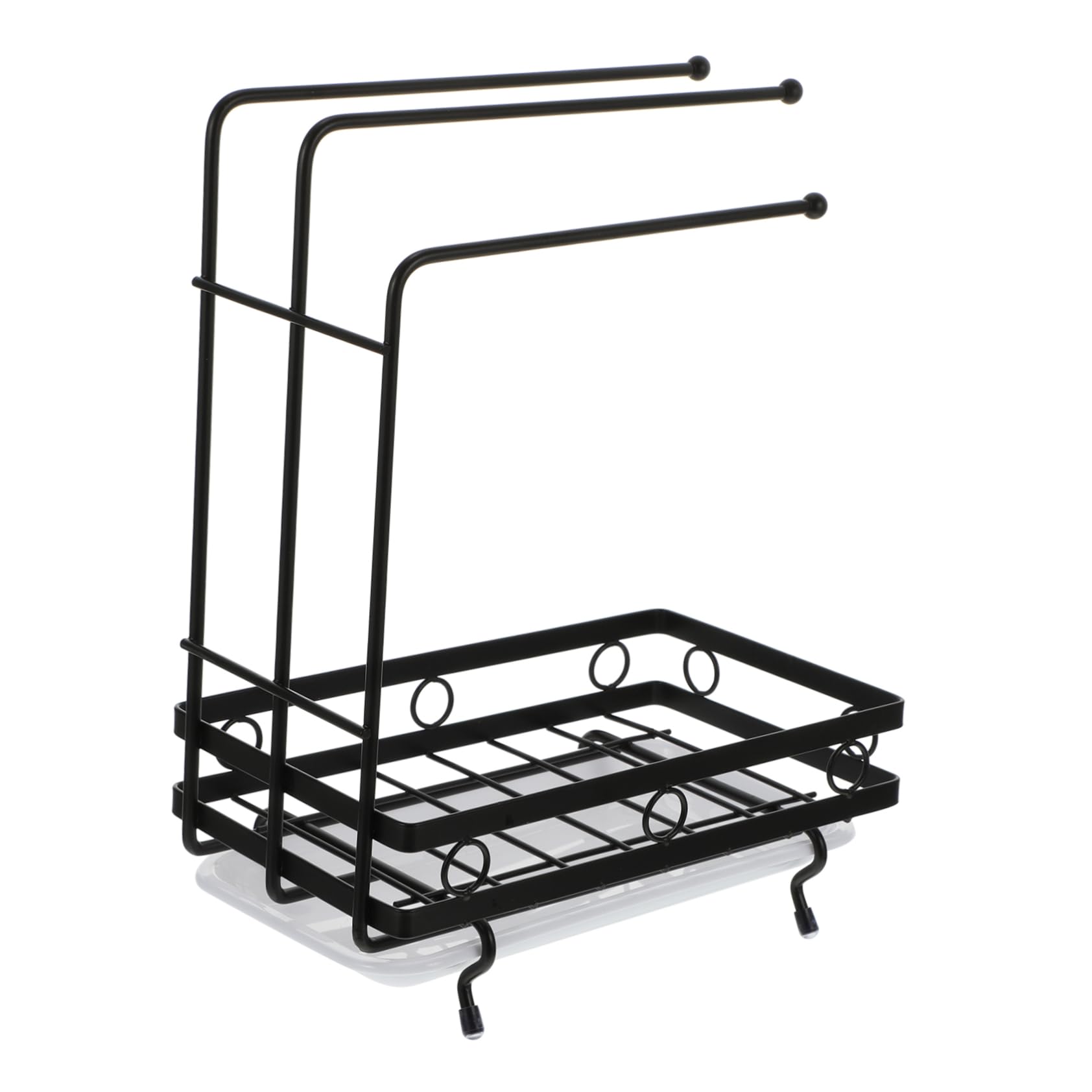 Étagère murale cuisine pratique acier carbone organisateur évier avec barres