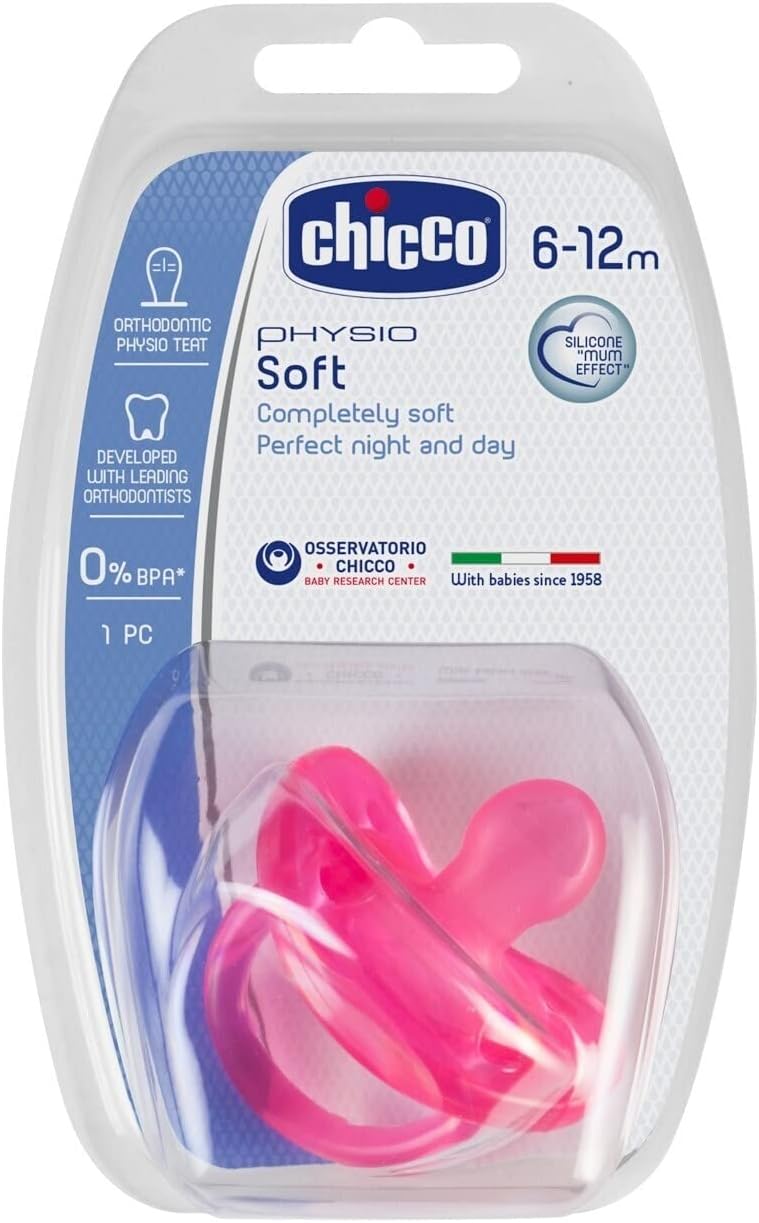 PhysioForma Silicone Dummy 6-16 Months, Pack of 1, Soft and Delicate Dummy, Supports Physiological Breathing and Promotes Correct Development of The Mouth, Pink