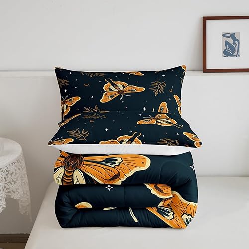 Miniatura 10 de Juego de edredón de polilla de la muerte, relleno de edredón de mariposa King, juegos de ropa de cama de galaxia del sol y la luna para niños y