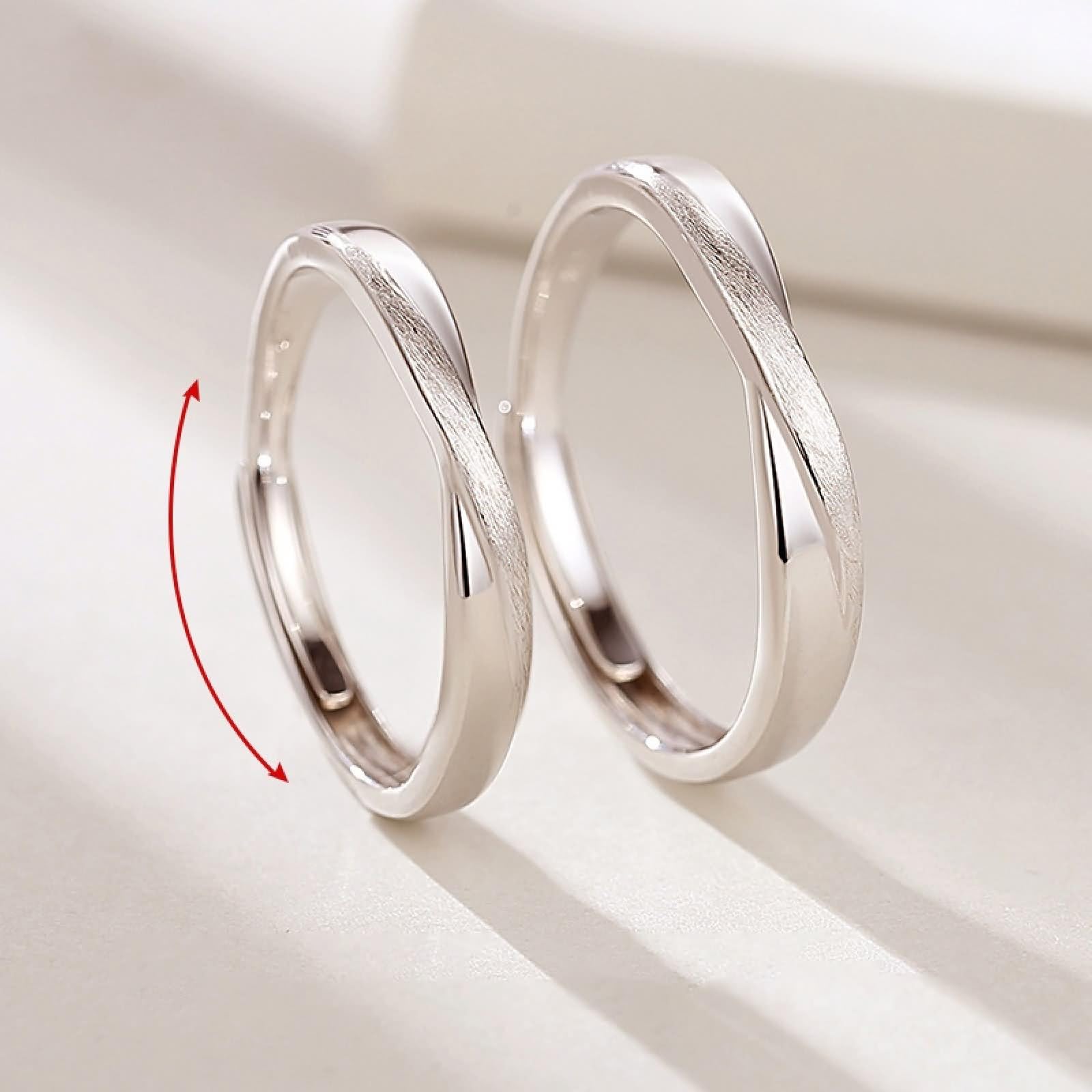 Anello di fidanzamento in argento 925 da donna, anello da donna in argento con nastro di Möbius regolabile