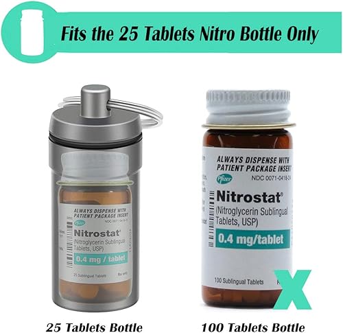 Miniatura 4 de Paquete de 3 pastilleros de aluminio impermeable, soporte para botella de nitro de nitroglicerina, llavero de emergencia para dispensador de