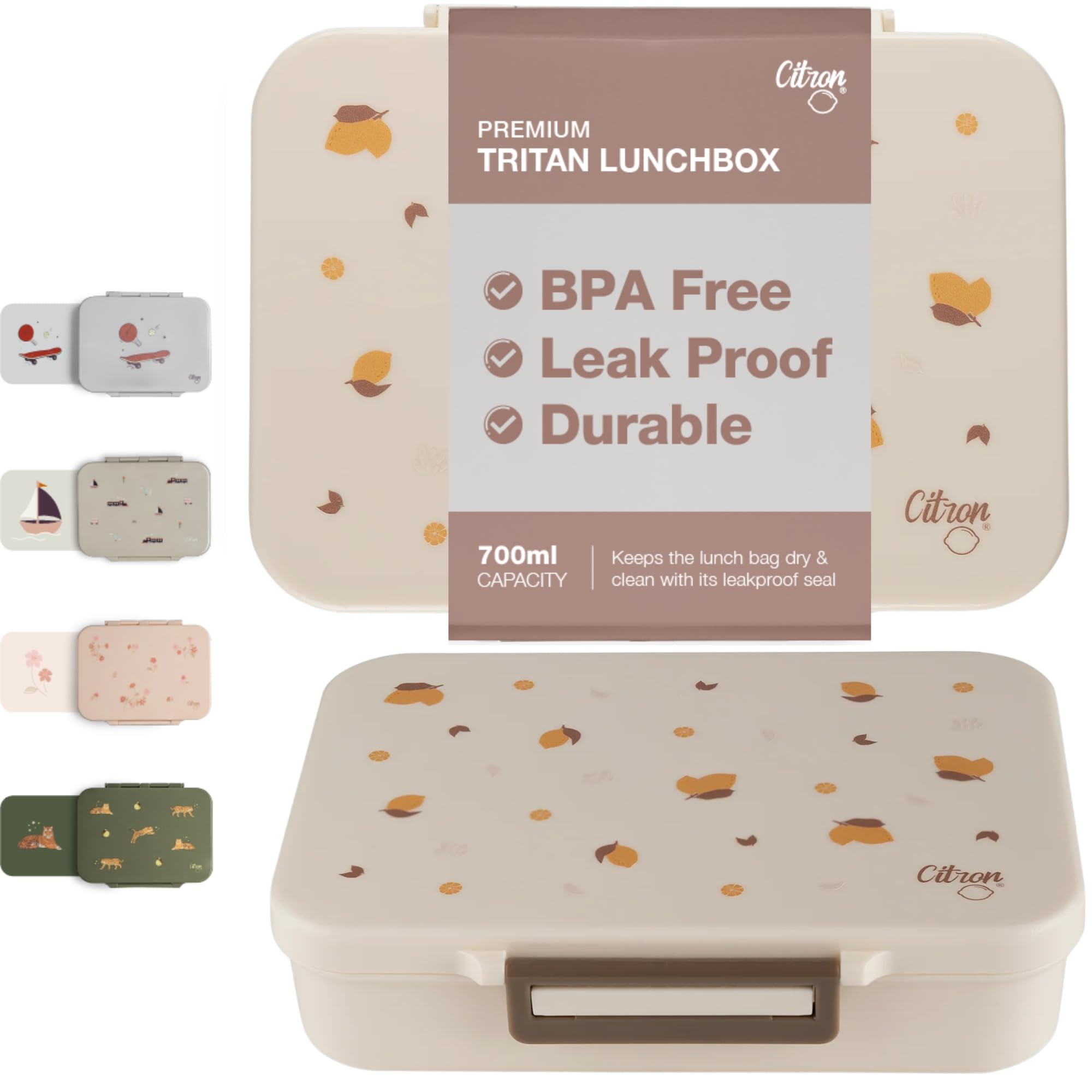 Kids Lunch Box with Compartments 700ml with Saucer – Premium Strong & Safe Materials BPA & Melamine-Free – Leak-Proof Snack Box with Compartments, Bento Lunchbox for Kids