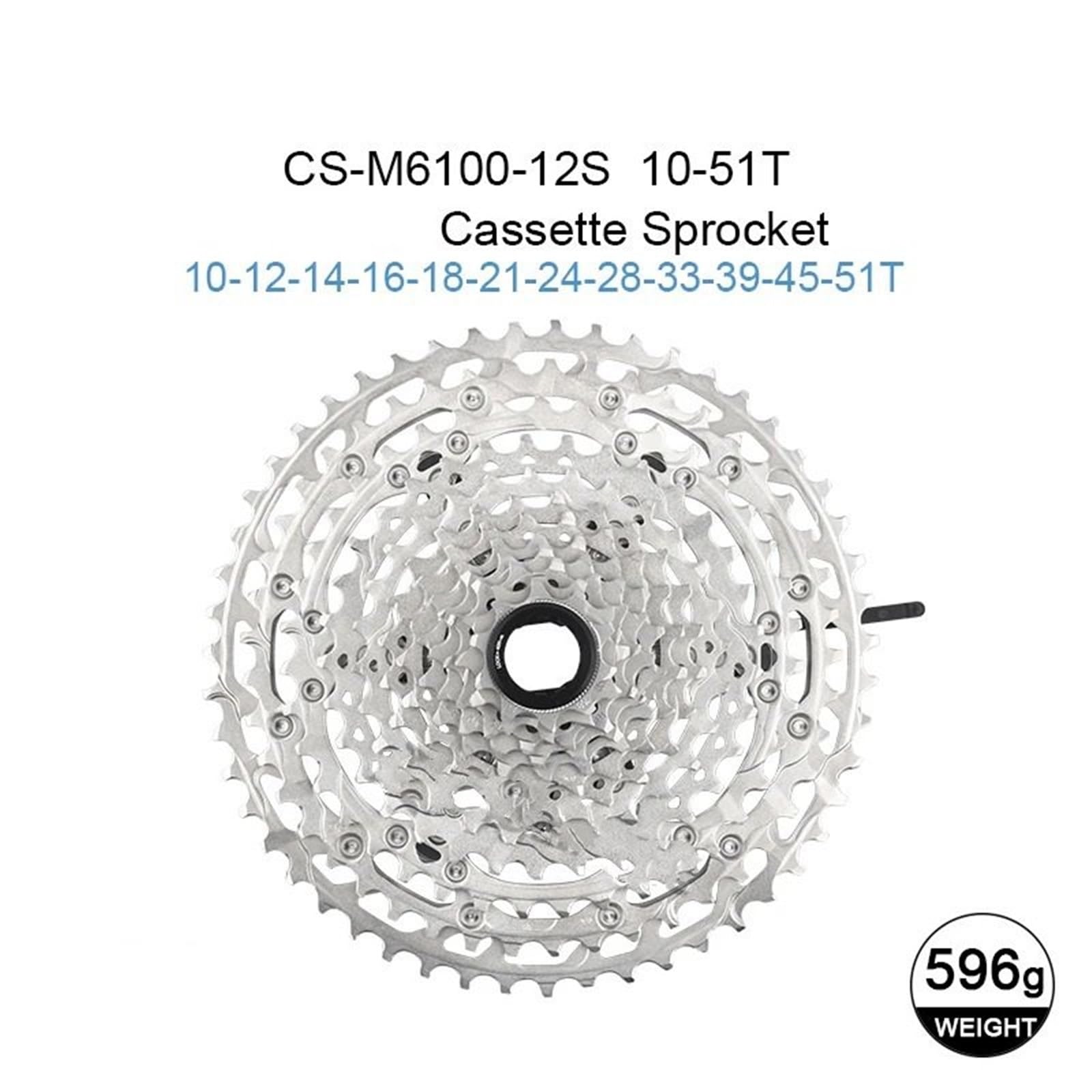 Fahrrad Kassette Passend für Shimano Deore M6100 51T MTB 12S Spline Kassette 10-51T Mountainbike Ratsche 12V K7 12 Geschwindigkeit Kettenrad MTB Freilauf