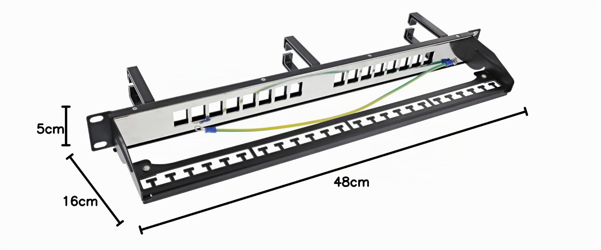 InLine Panneau de Brassage Cat.6A 16 Compartiments, 19" 1U, 16 Ports Keystone, 10 GB/s & PoE++, Gestion des câbles intégrée, boîtier en métal Robuste, Noir, 76822D