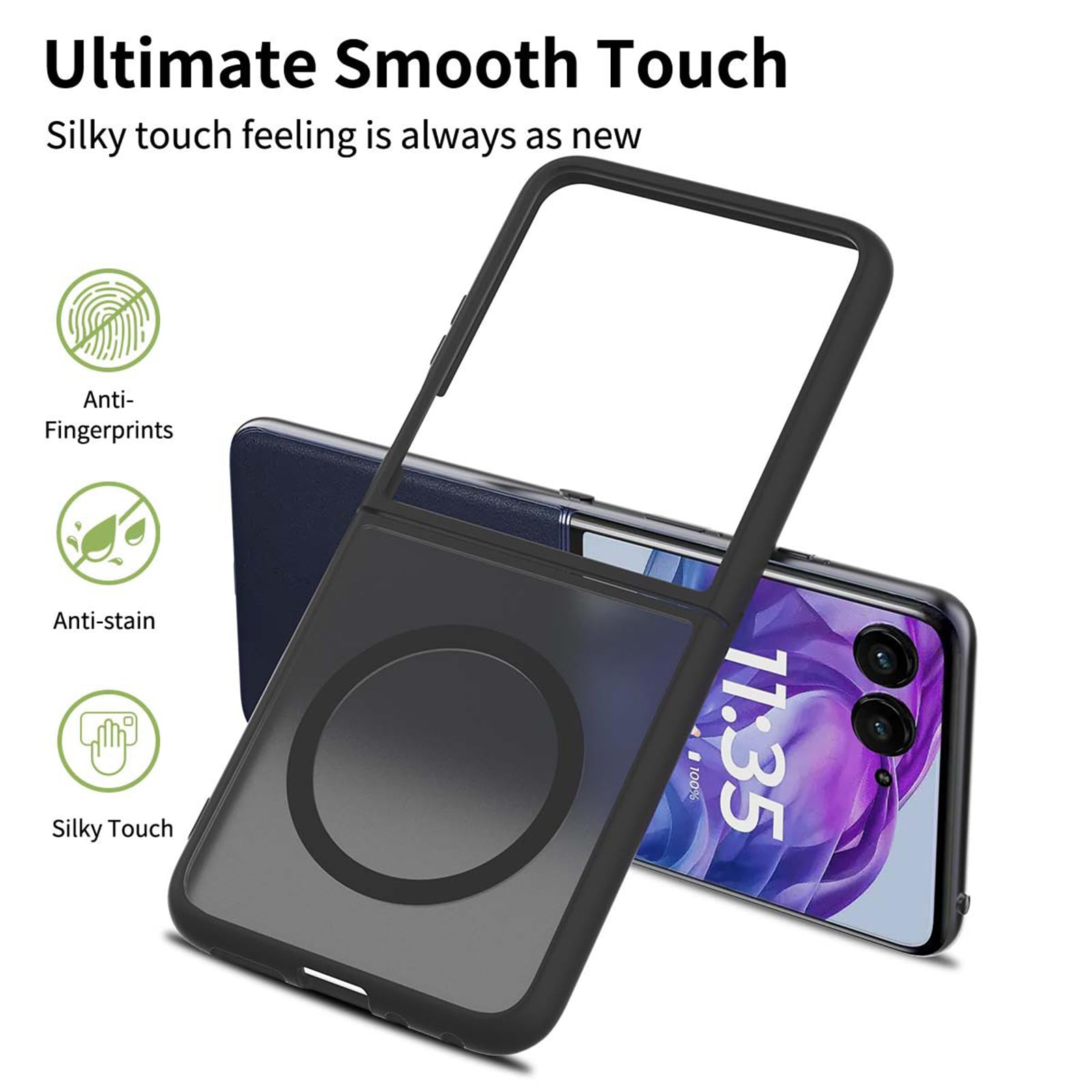 Magnetica Custodia per Samsung Galaxy Z Flip 8, Sottile Glassata Traslucida | Anti-Graffio Anti-Impronte Protezione Cover Compatibile con Ricarica Wireless Caso,Rosso,Z Flip 8