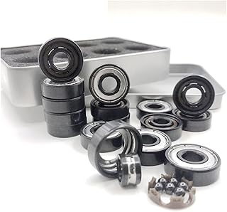 VDOQTLJT Rodamiento de Velocidad Si3n4 608z, híbrido cerámico Negro de 6 Bolas, for patineta, Longboard y Scooter de 8 mm.