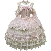 Japanese Lolita JSK Dress Multi-Layers Lace Ruffled Hem Princess Dress Court Party Costume for Women