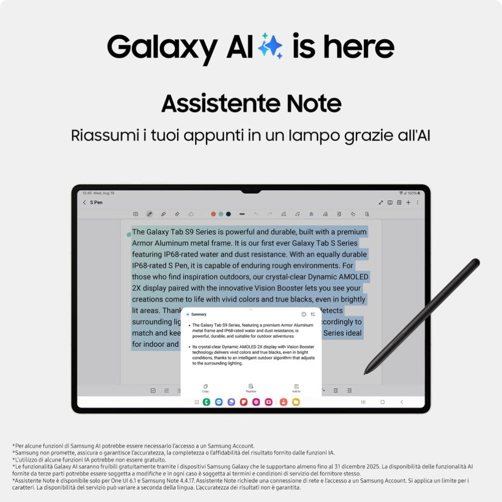 Samsung Galaxy Galaxy Tab S9 Ultra Tablet Android 5G RAM 12GB 256GB SSD [Versione italiana] 2023 + Battery Pack