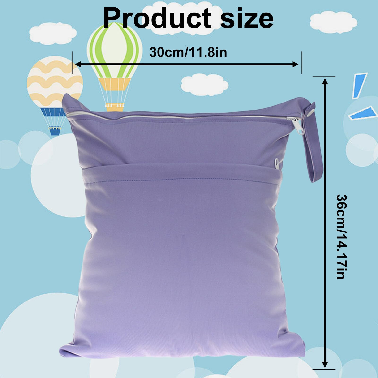 4 sacchetti impermeabili, riutilizzabili per pannolini asilo, grande borsa, chiusura lampo, per bambini viaggi, Sky Blue + Verde Erba, Viola + Rosa