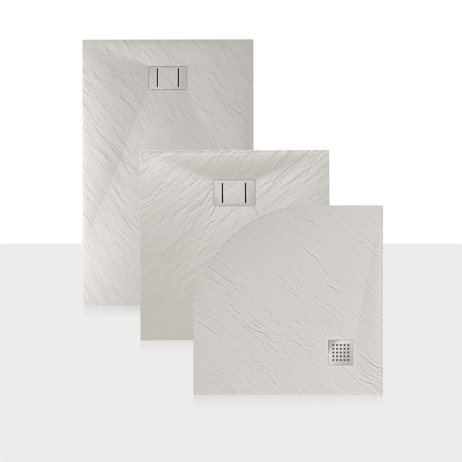 Idralite Bac à Douche 70x150x2,6 CM Rectangulaire Blanc Effet Pierre Mod. Blend
