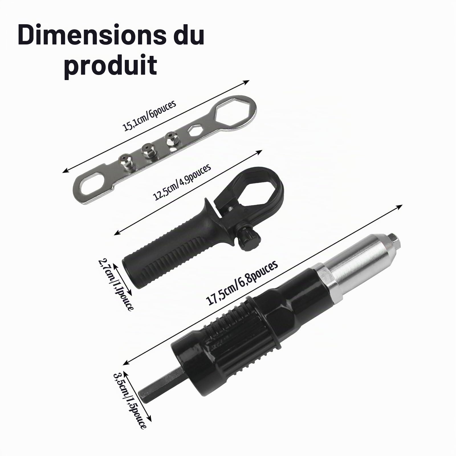 Adaptateur pour Pistolet à Rivet, Adaptateur de Pistolet à Rivet Électrique, Accessoire de Rivet pour Perceuse Sans Fil et Électrique
