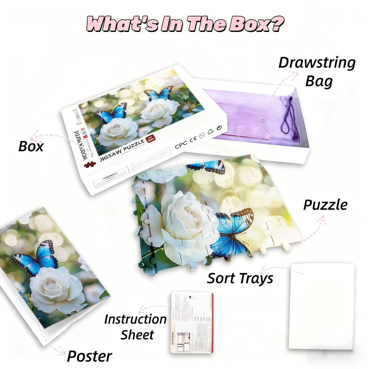 Puzzle 6000 Piezas Adultos Rosa Puzzle para Adultos Mariposa Rompecabezas Juguetes Educativos Regalos Originales para Mujer Rompecabezas Entretenimiento Creativo Divertido Familia Juego 179x105cm K-24