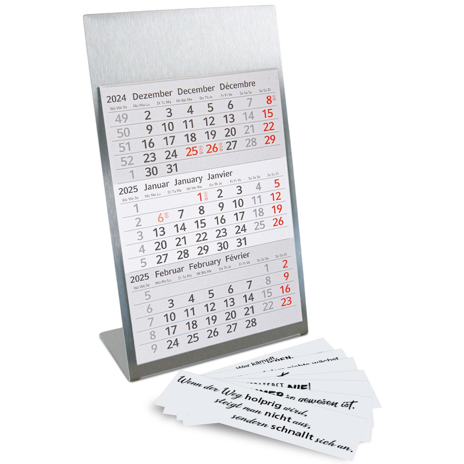 Truento Tischkalender 2025 & 2026 - 3-Monats Kalender Standard Weiß Aus Kunststoff