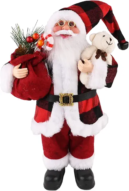 Christmas Standing Santa Claus Figurine - Collectible Santa Decor