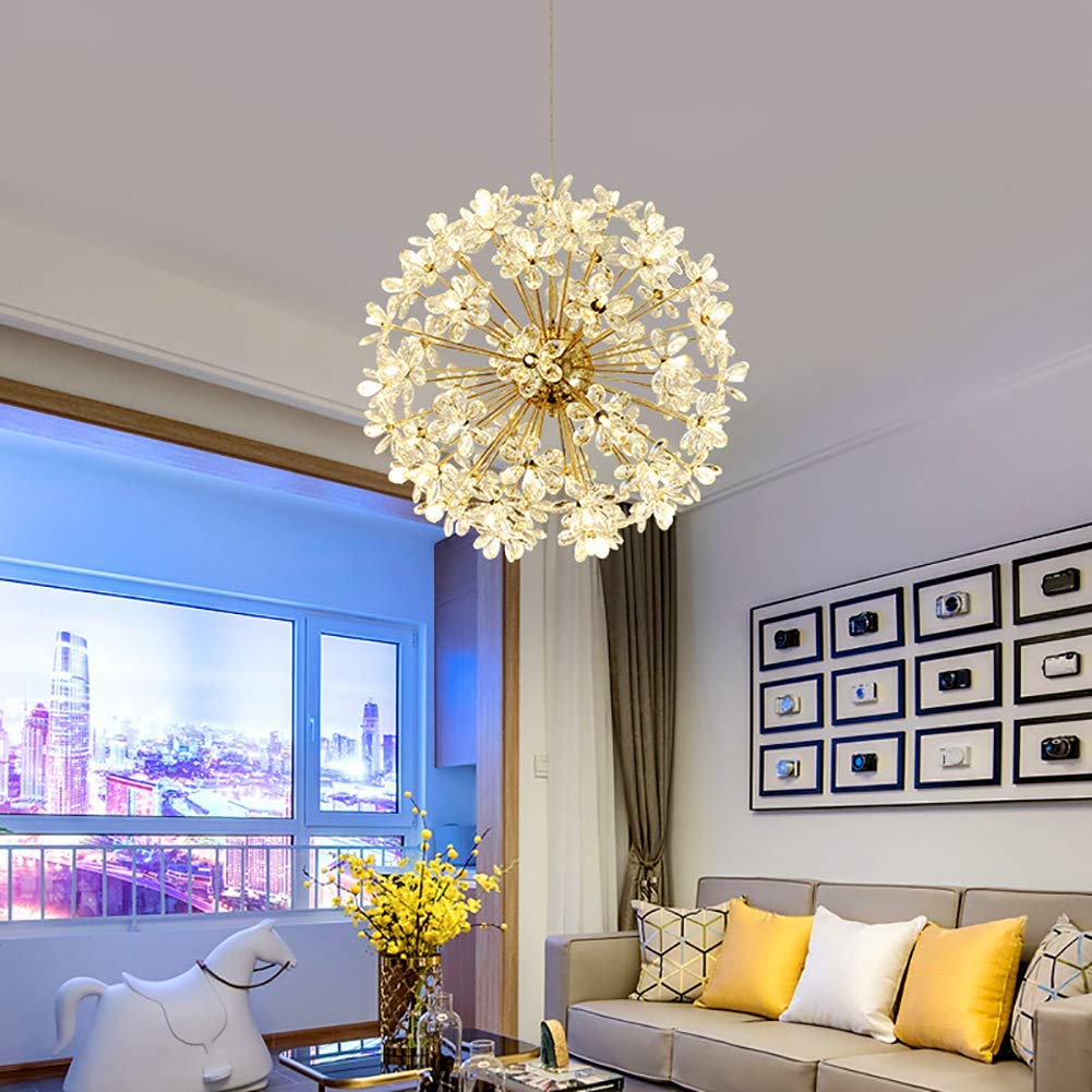Lampadario Sputnik In Cristallo Cromato – 18 Bracci Con Luci G9 LED, Lampada A Sospensione Per Sala Da Pranzo E Soggiorno