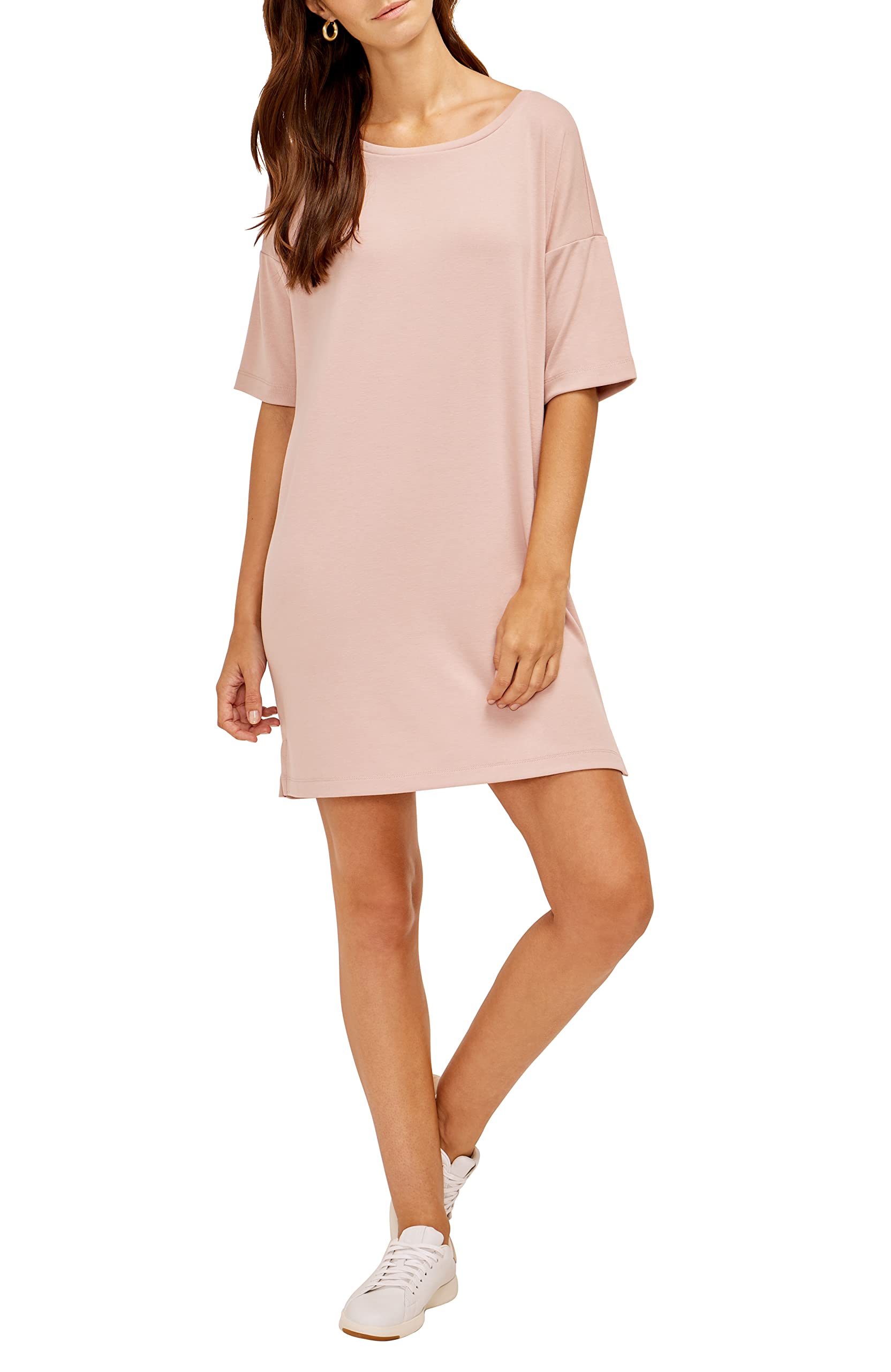 Three DotsWomen's Boat Neck Drop Sleeve T-Shirt Dress