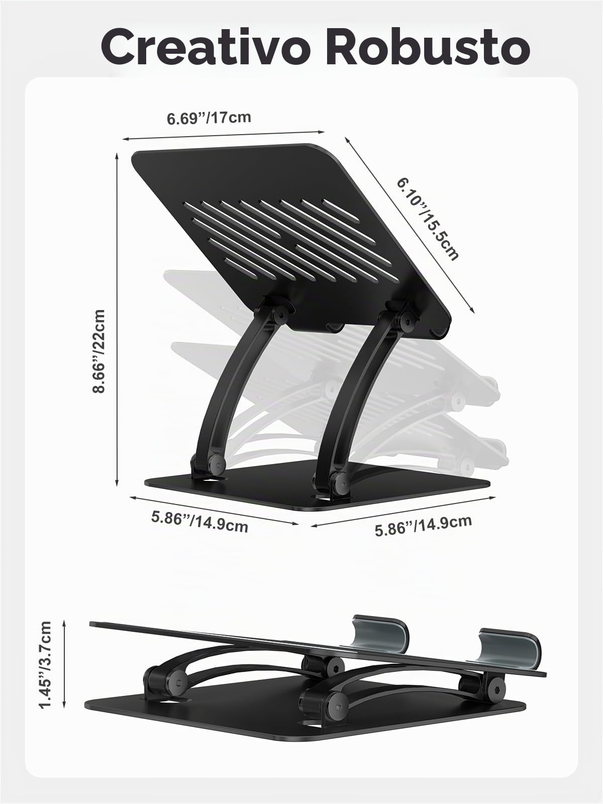tounee Supporto per Tablet, Supporto da Scrivania in Alluminio Regolabile con Doppia Barra, Compatibile con iPad, Tablet Surface, Monitor Portatili, Kindle e Altro (4,7-16,5") (nero)
