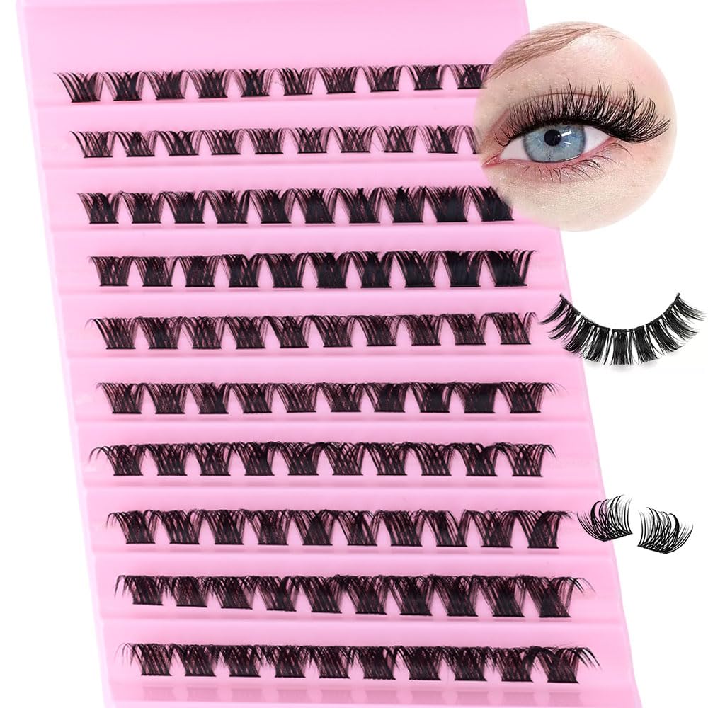 DIY Lash Extension Kit with D-Curl Fluffy Clusters (8-16mm) - Reusable Volume Eyelashes for Natural to Dramatic Looks | Thick & Soft Individual Lashes
