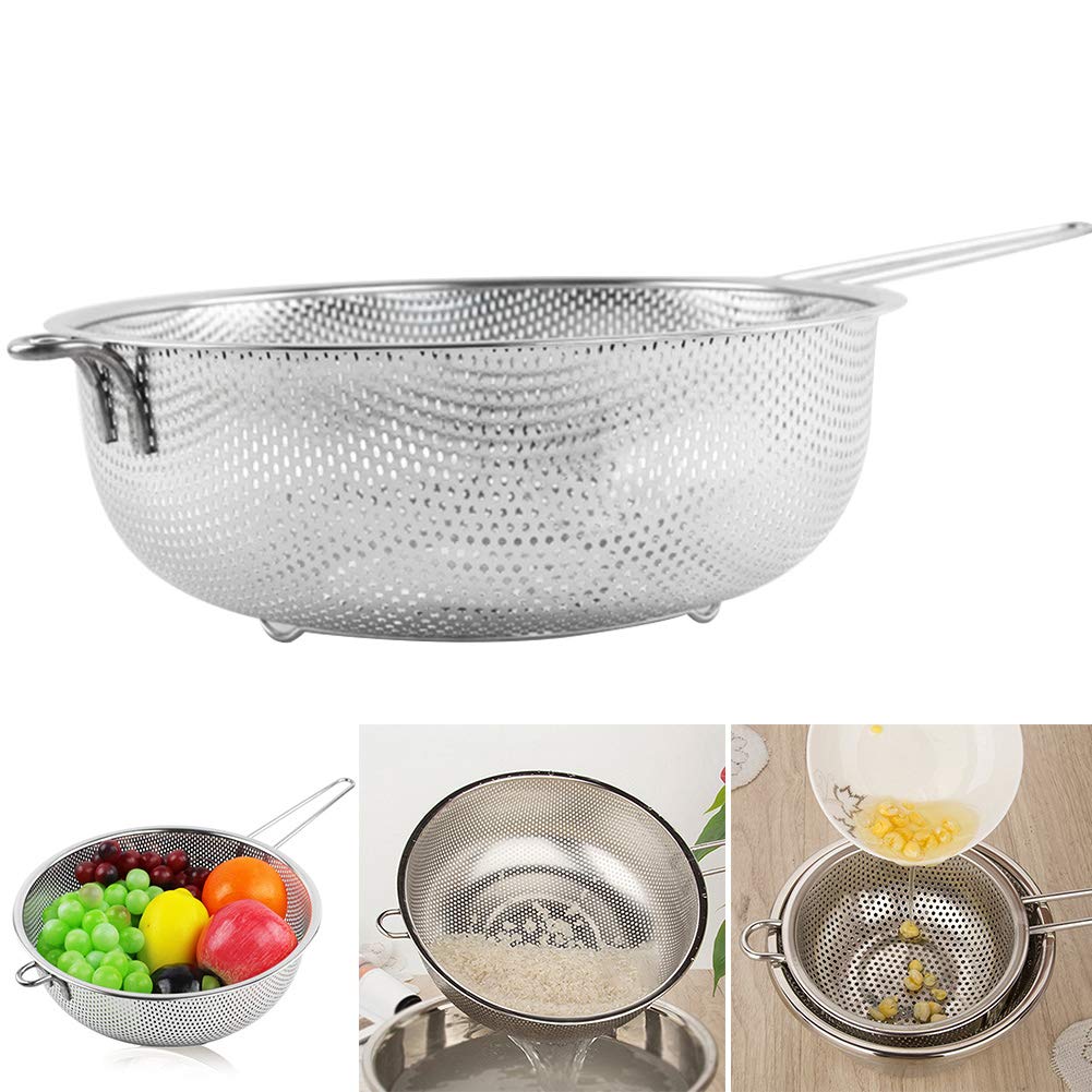 Edelstahl-Abtropfsieb, mikroperforiert, Sieb zum Abtropfen von Spülen, Waschen, großes Sieb für Pasta, Nudeln, Gemüse und Obst, robust und spülmaschinenfest, Wie abgebildet, 22.5