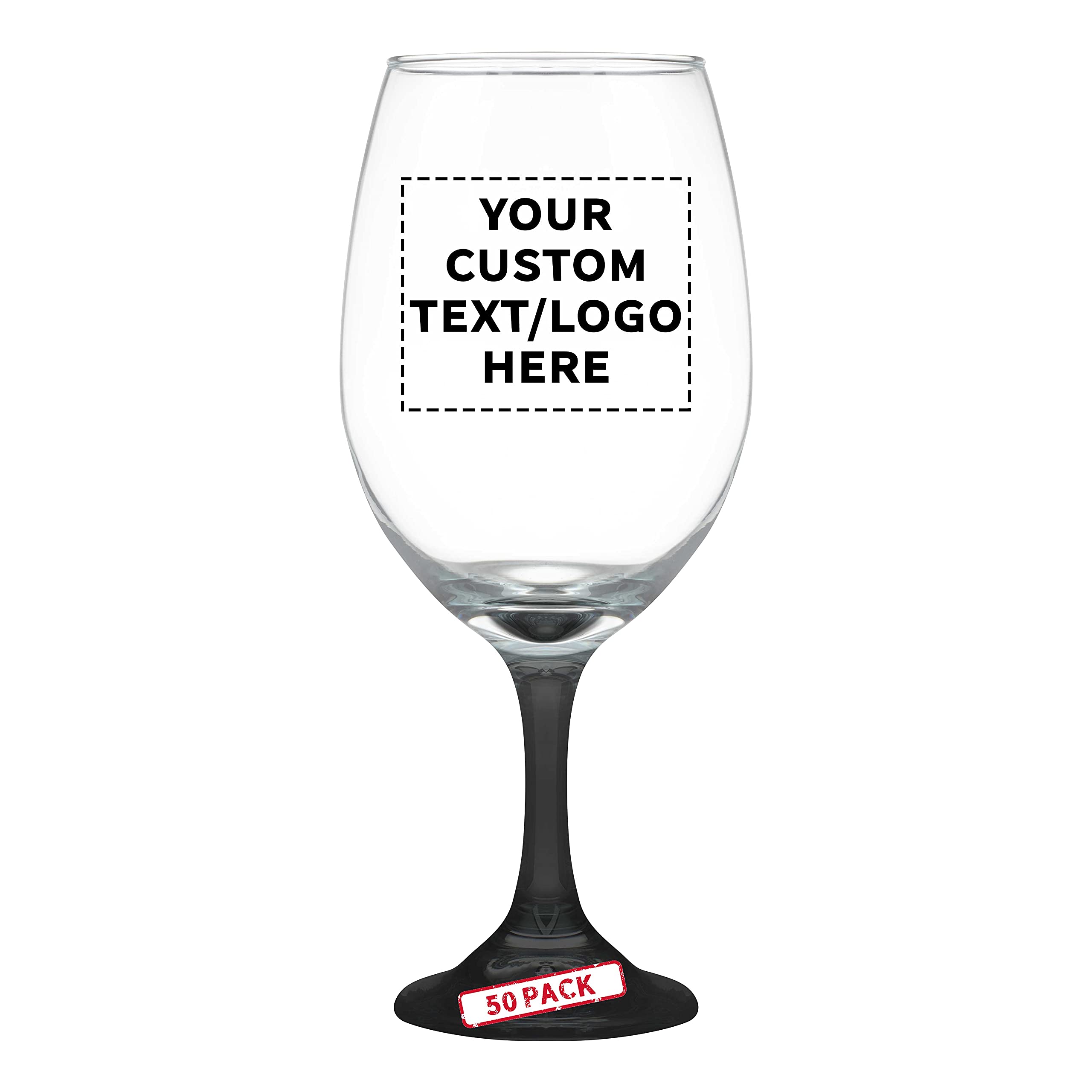 Custom Rioja Grand Wine Glasses 20.75 oz. Set of 50, Personalized Bulk Pack - Perfect for Hotel, Bar, Restaurant or Lounge - Black