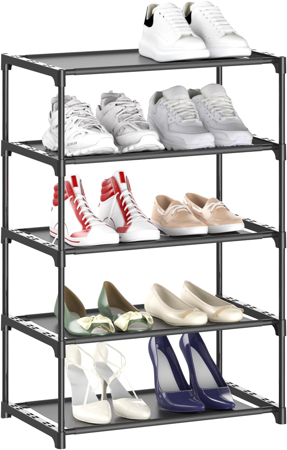 Amazon.com: 4-Tier Small Shoe Rack, Narrow Stackable Shoe Shelf Storage ...