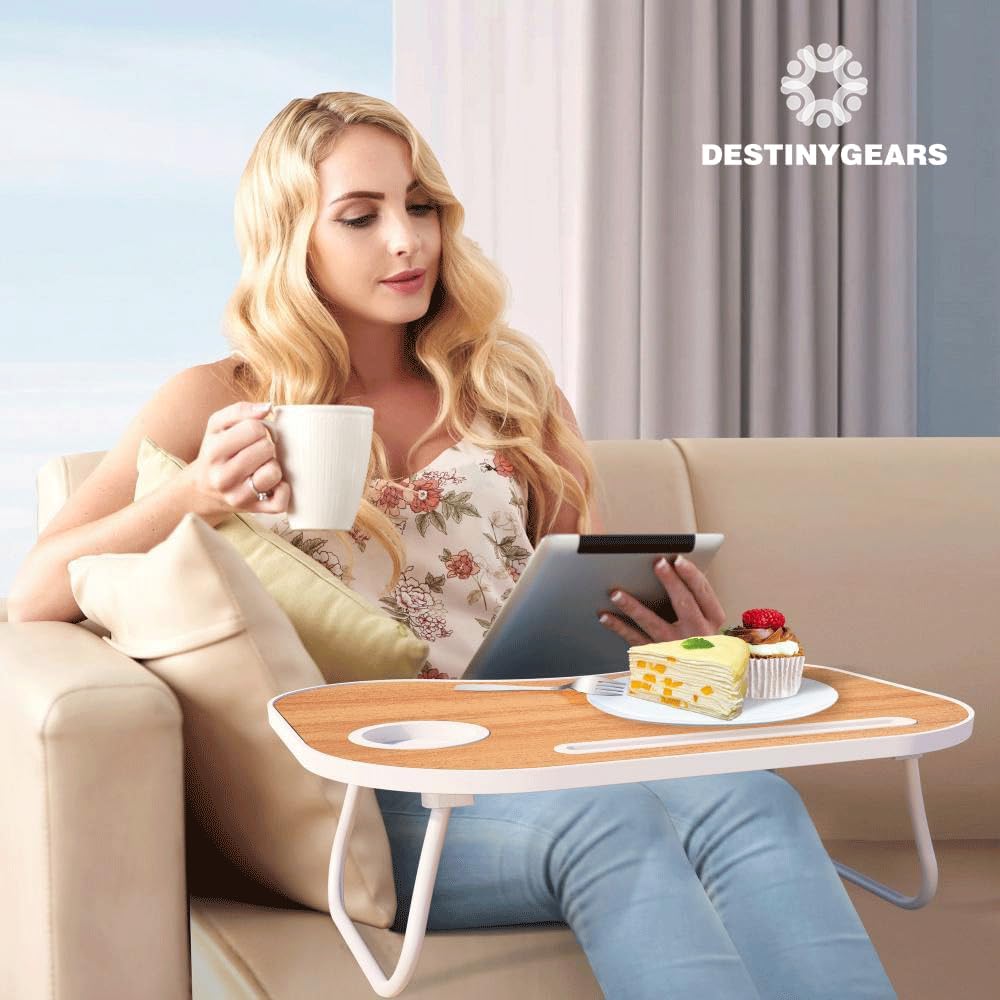 Lap Desk for Laptop Bed Trays for Eating and Laptops Breakfast in Bed Laptop Stand TV Trays for Bed with Cup Holder/Drawer for Sofa/Couch Portable Foldable 