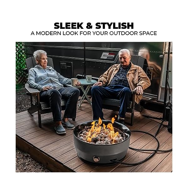 Outland living large outdoor propane gas fire pit for outside 60000 btuh 24 inch with lid modern lake country 800 fire bowl firepit for patio grey  urban country home decor