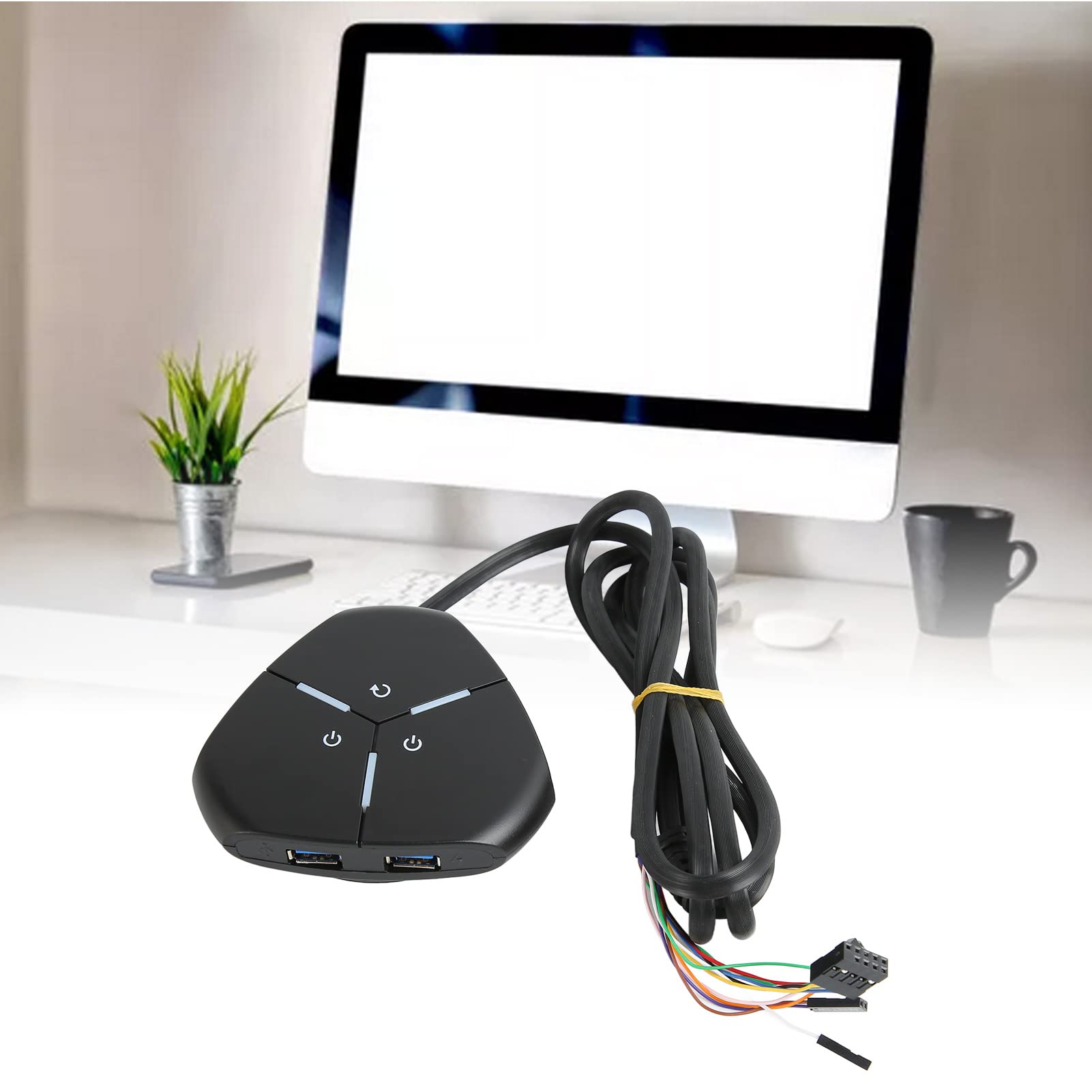 desktop pc switch button, desktop computer power switch plug and play lightweight abs space saving for desktop computers 2 usb