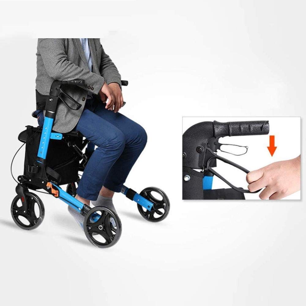 Chodzik dla osób starszych z koszykiem Rollator z 4 kołami Pomoc w chodzeniu Składana rama spacerowa Siedzisko Ergonomiczne hamulce i wyściełana torba materiałowa na plecach Wygodna rocznica vision