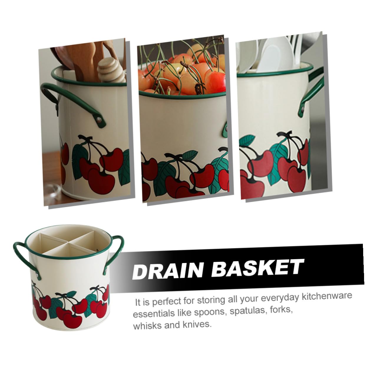Cabilock Organisateur Vaisselle Multifonction avec Compartiments Seau de Rangement Léger pour Couverts Baguettes et Ustensiles de Cuisine Aide Rangement Compact et Facile à Nettoyer