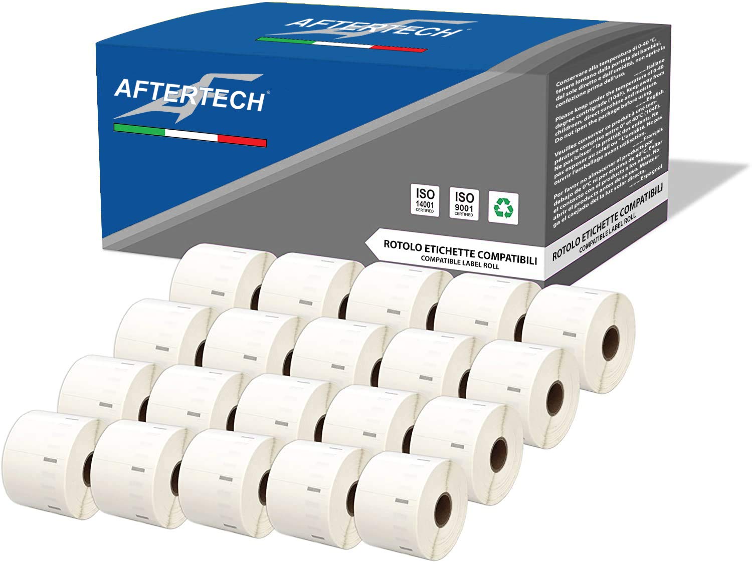 Aftertech 20x 11354 57x32mm Compatible Adhesive Labels Rolls (1000 Labels/roll = 20000 Total) for Dymo LabelWriter Seiko SLP Labeling Machines Printers S0722540 20x11354