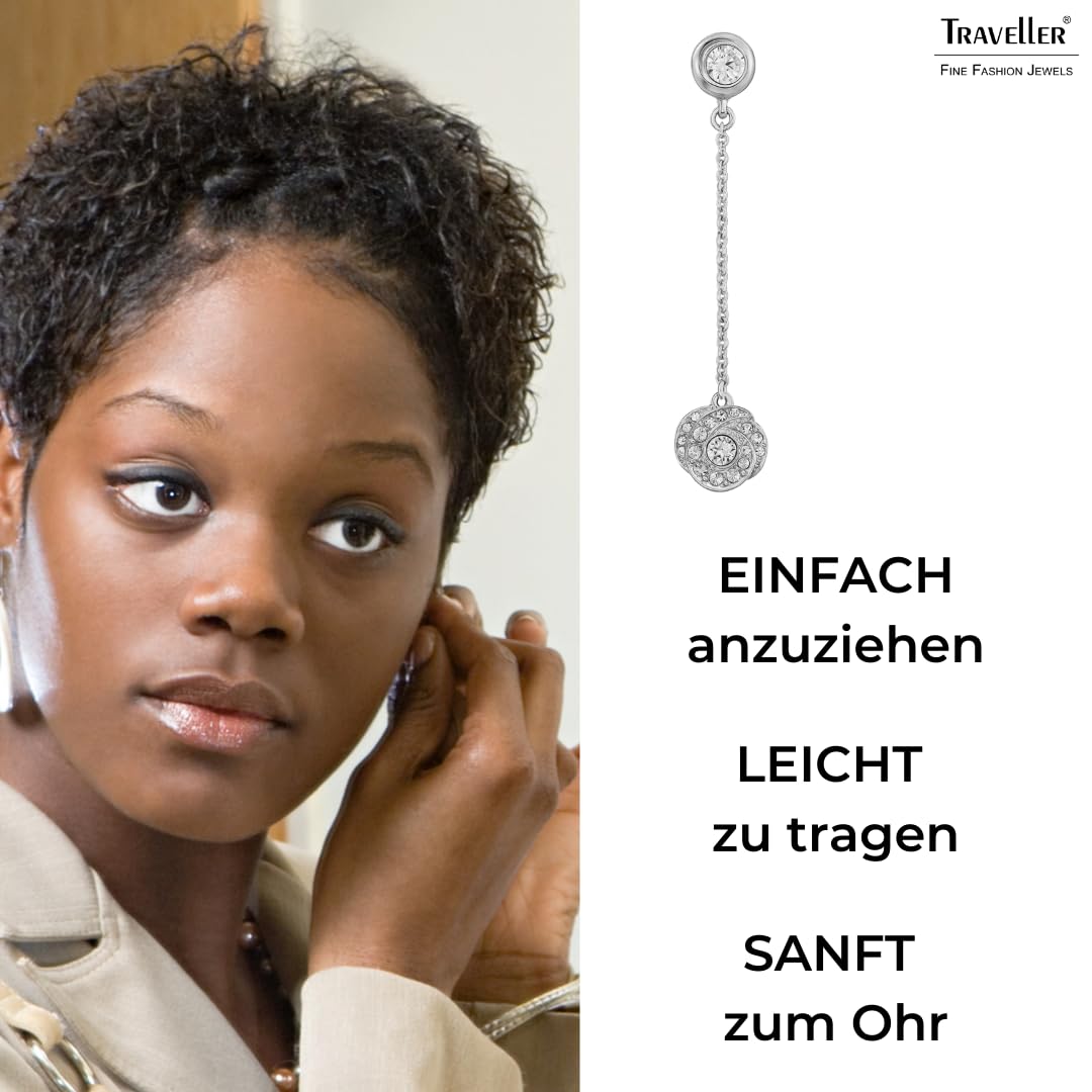 Traveller Ohrclip - Hänger - Platiniert - Kristalle - 50mm - 157709