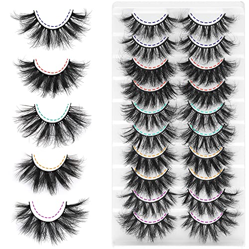 Fluffy Faux Mink Lashes Pack Wispy 20mm Dramatic False Eyelashes Long Full 10 Pairs 5 Styles Fake Eyelashes
