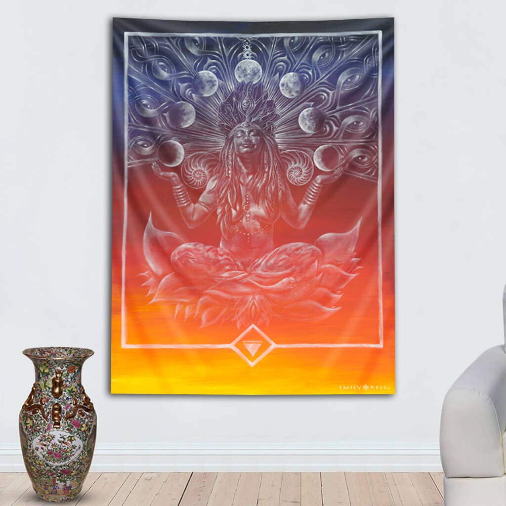 Third Eye Tapestries "Flowering” Wall Tapestry by Emily Kell - Psychedelic Art Tapestry - Hanging Modern Art Tapestry (60x80)