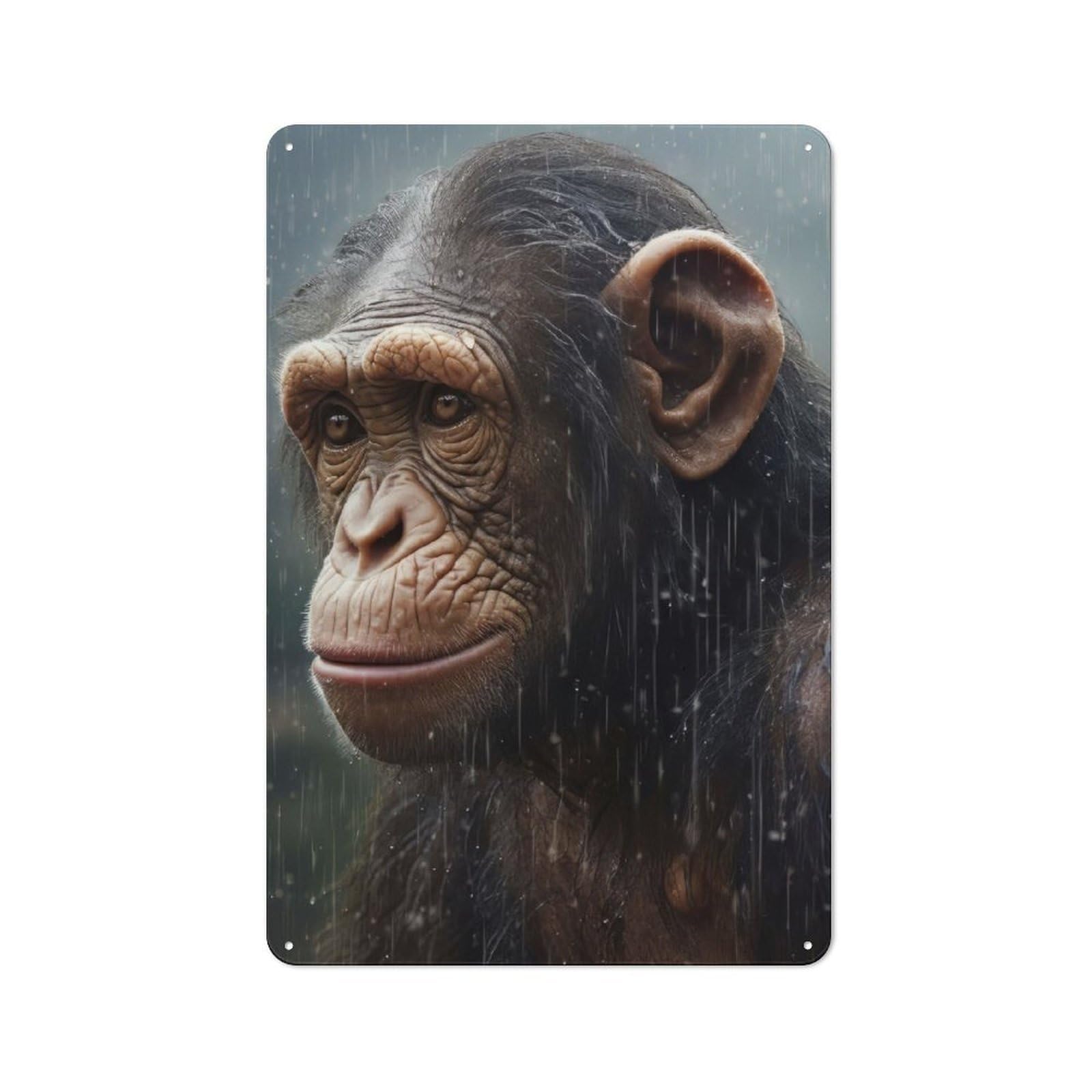 Junmoney Wet Chimpanzee Closeup 30X20cm Retro Metal Plaque With For Kitchen Or Home Bar, For Garage, Workshop And Man Cave Decoration