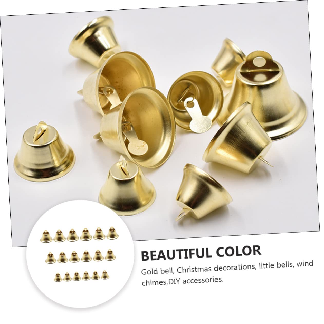 Piccole campane di Natale, campane da appendere natalizie, campane da appendere Feng Shui, 60 campane aperte in corno Feng Shui