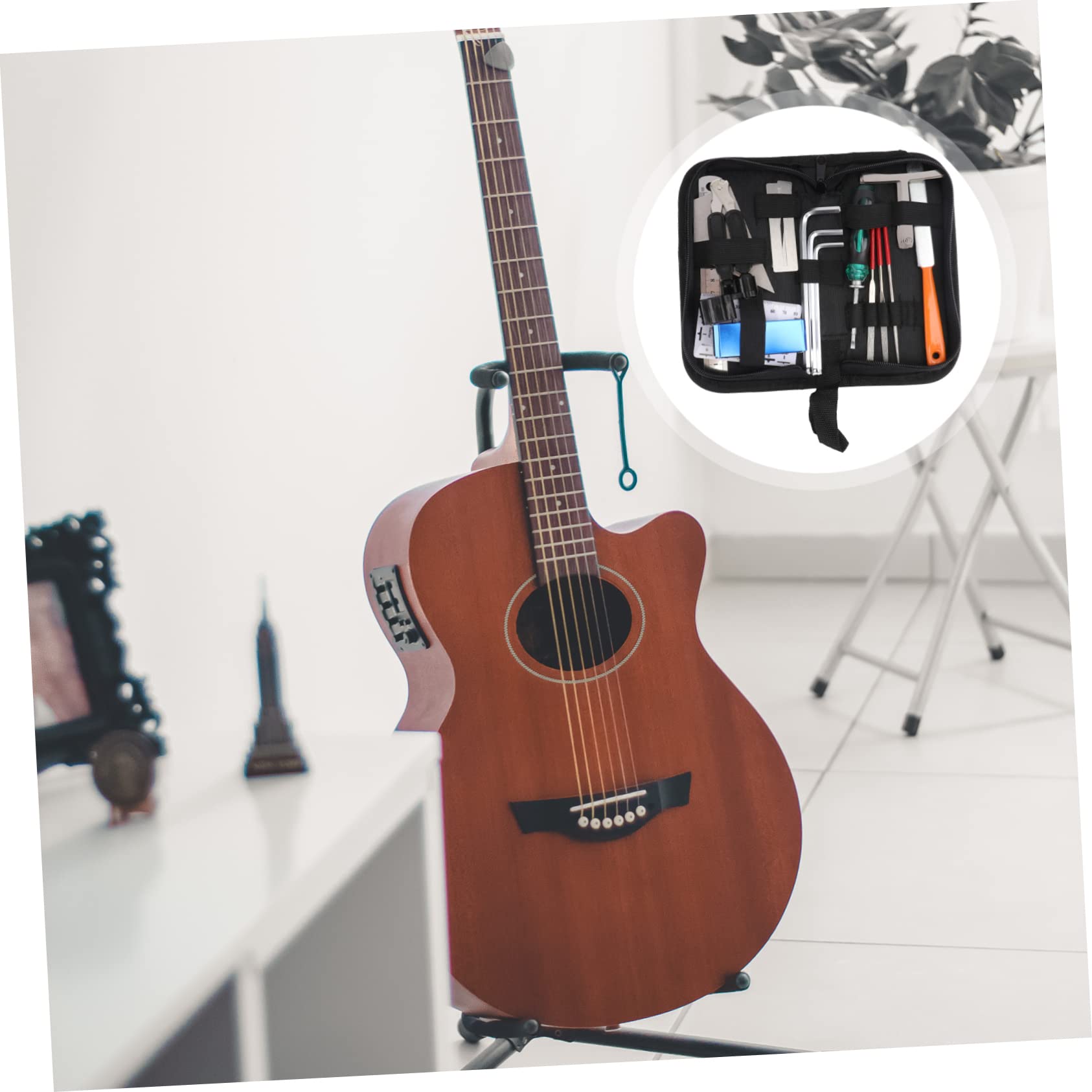 Kit de Limpieza y Mantenimiento de Guitarra, Hierro y Goma, Fácil de Transportar, Uso Profesional, para Cuidado de Instrumentos